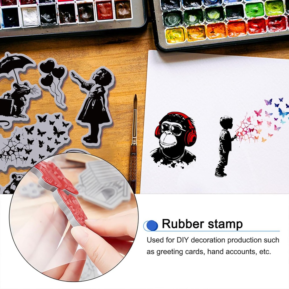 Grafitti Balloon Monkey Cling  - đánh giá và giá Butterfly Rubber Sheet